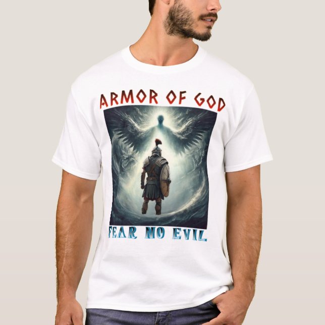 Camiseta Armor of God Fear No Evil Christian Design  (Frente)