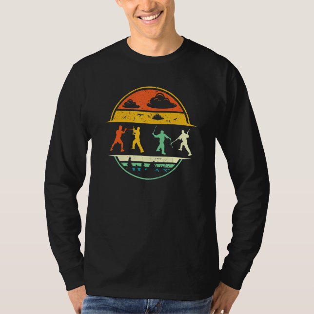 Camiseta Arnis Escrima Stick Arte Marcial Retro Artsy Sunse (Frente)