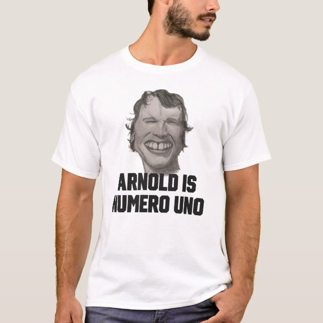 Camiseta "Arnold é Numero Uno" Schwarzenegger Arnie Retro (Frente)