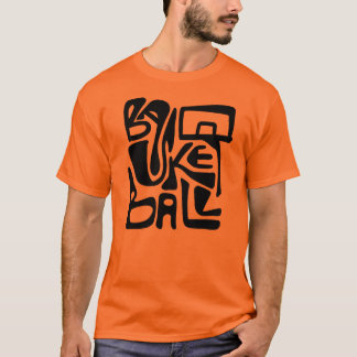Camiseta Aro de Basquete Retro Desenhado à Mão Preto Laranj