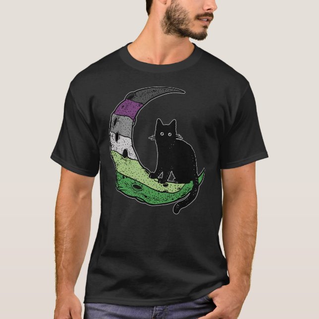 Camiseta Aroace Cat Moon LGBT Gay Asexual Aromantic Pride F (Frente)