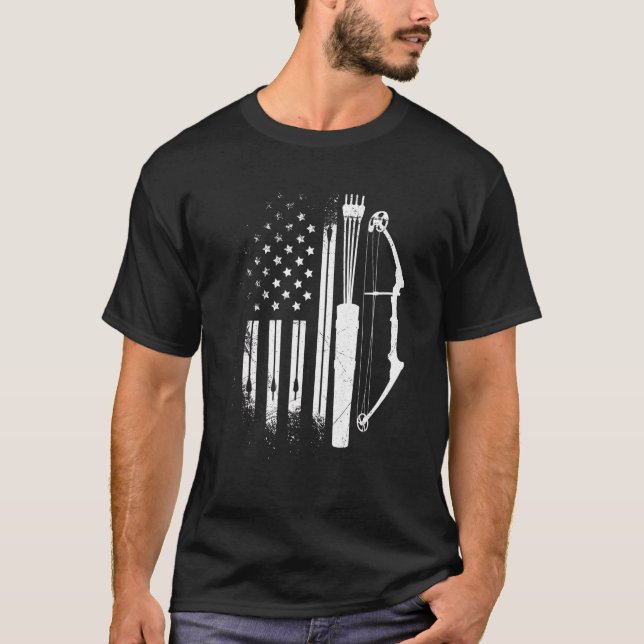Camiseta Arqueiro Dos Eua Flag Archer Compound Arco 1 (Frente)