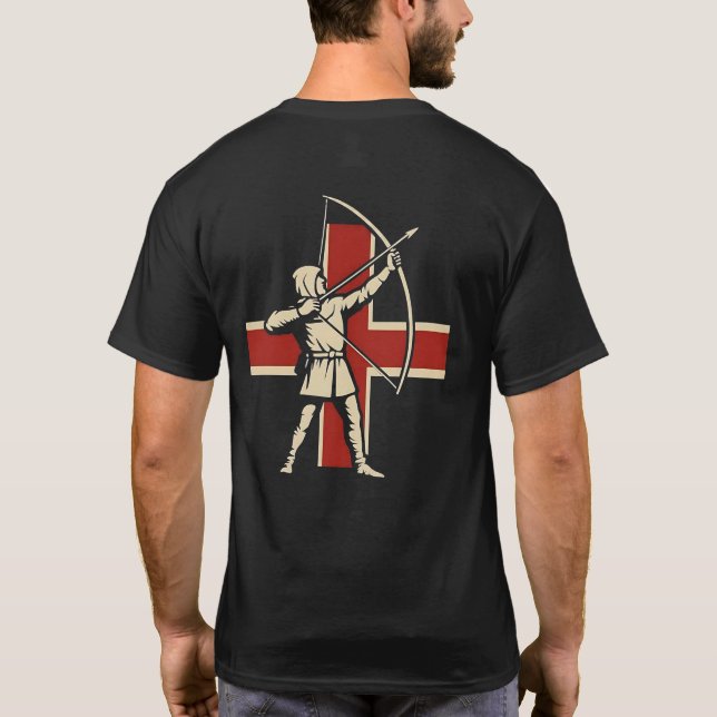 Camiseta Arqueiro Inglês de Arco Longo Cruz de São Jorge (Verso)