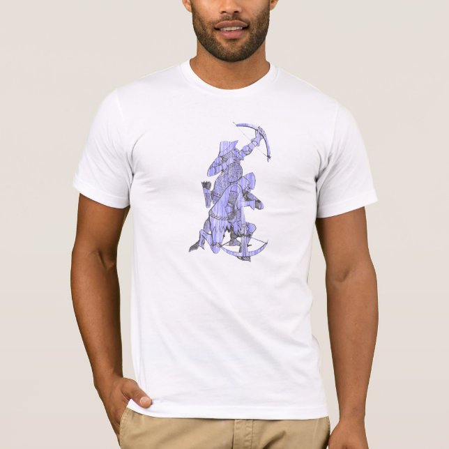 Camiseta Arqueiro medieval e Crossbowman - azul (Frente)