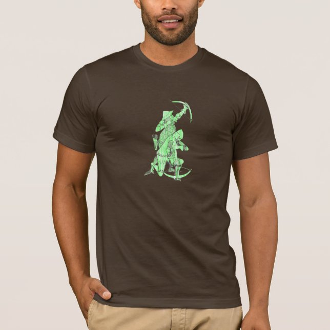 Camiseta Arqueiro medieval e Crossbowman - verde (Frente)