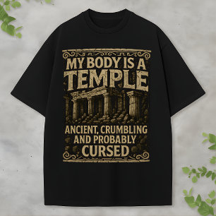 Camiseta Arqueologia Humor Templo Antigo e Maldito Design
