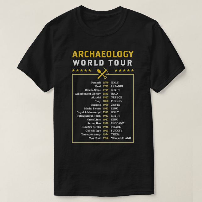 Camiseta Arqueology World Tour Arqueologista Gift (Frente do Design)