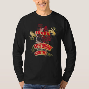 Camiseta Arquiteto de Software Crânio Tatuado & Rosas Verme