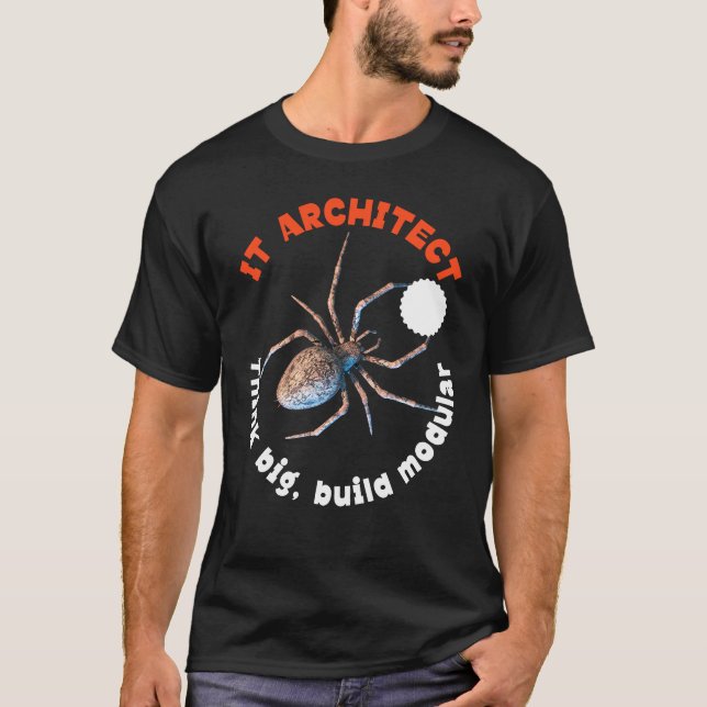Camiseta Arquiteto de TI Humor Técnico Aranha Modular (Frente)