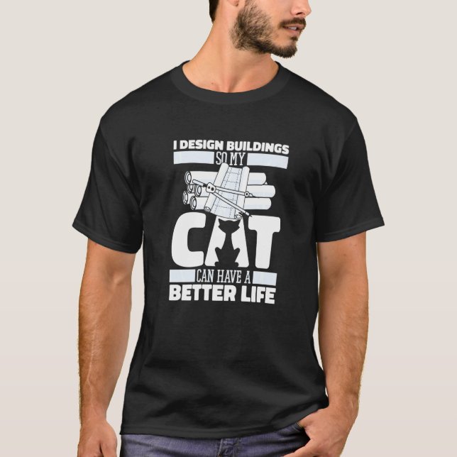 Camiseta Arquiteto Gato Edifícios Civil  Arquitetura Casa  (Frente)