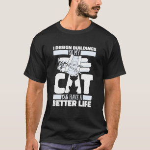 Camiseta Arquiteto Gato Edifícios Civil Casa Arquitetura