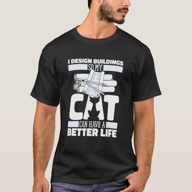 Camiseta Arquiteto Gato Edifícios Civil   Casa Arquitetura (Frente)