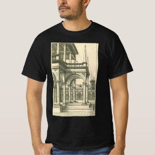 Camiseta Arquitetura Antiga, Pátio Romano com Colunas