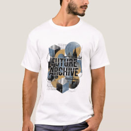 Camiseta Arquivo Futuro Paisagem Urbana Geométrica Retro