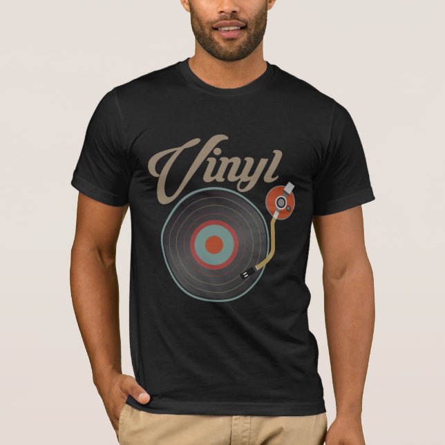 Camiseta Arquivo Vinyl Record Turntable Style Música Retro  (Frente)