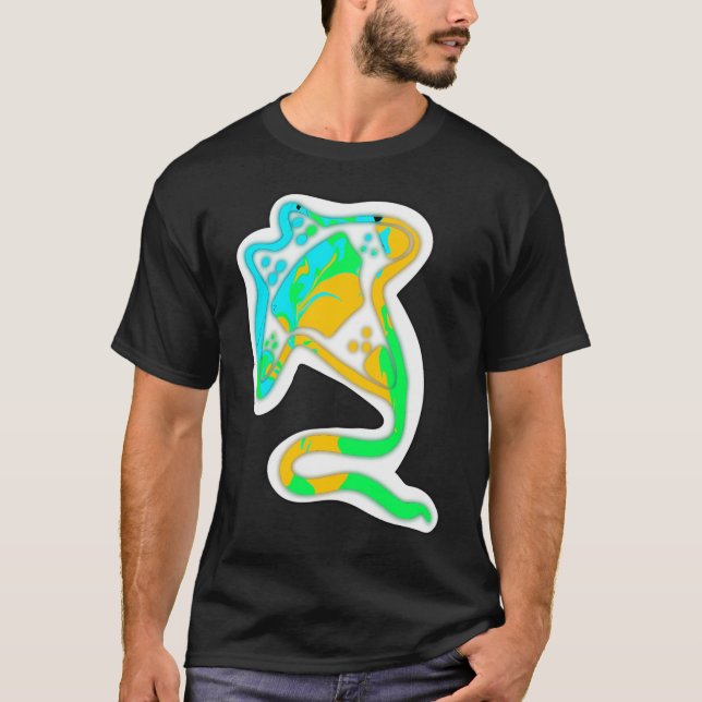 Camiseta Arraia Aquática de Cores Vibrantes (Frente)