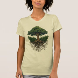 Camiseta Arraízes de árvores que se formam em mandala, verd