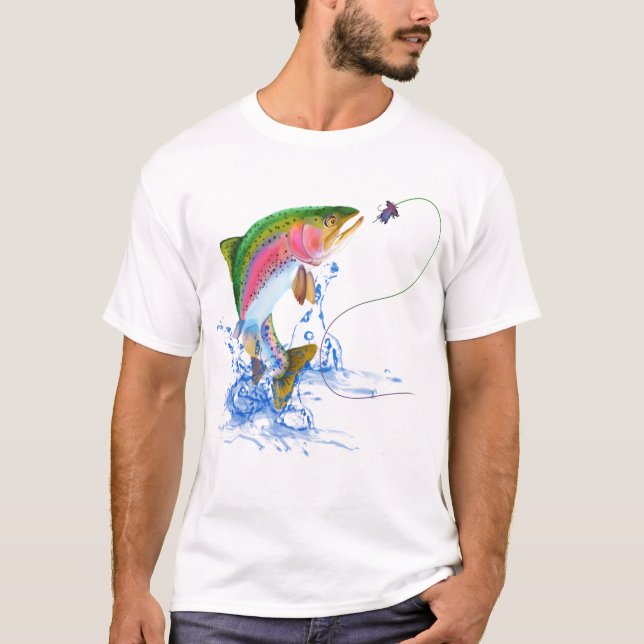 Camiseta Arrancando Arco Arco-Íris Escuro de Pesca (Frente)