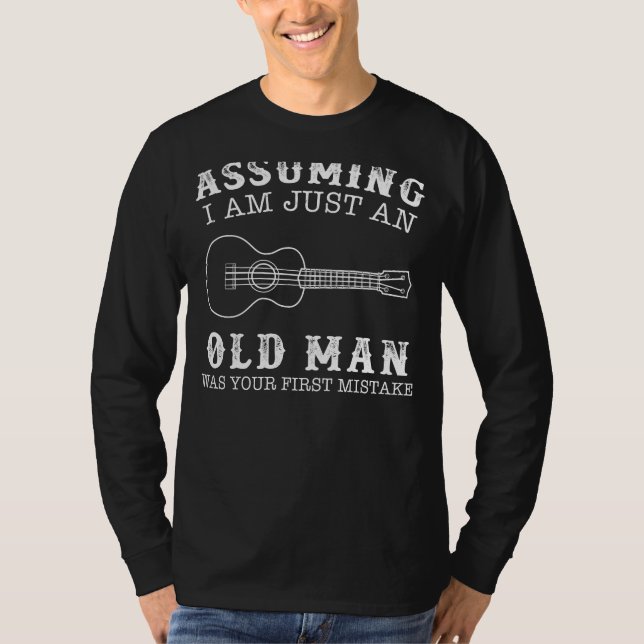 Camiseta Arranja risos com Ukulele, assumindo que sou apena (Frente)