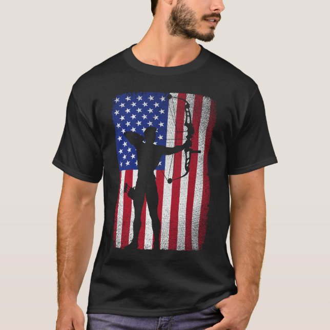 Camiseta Arranjo De Bandeiras Americanas Para Archer Hunter (Frente)