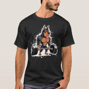 Camiseta Arranjo de Peso Muscular do Doberman - Engraçado G