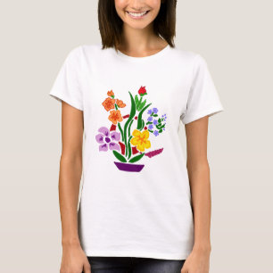 Camiseta Arranjo floral colorido da arte abstracta