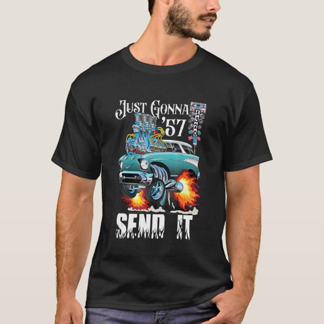 Camiseta Arrastar Anos 50 Race Car Street Machine (Frente)