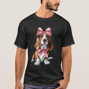 Camiseta Arrebitado Basset Hound Cachorro Mãe Menina Rosa D