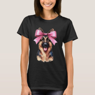Camiseta Arreio Coquette Pastor Alemão Mãe Fita Rosa M