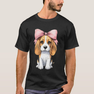 Camiseta Arreio de laço Beagle Cachorro Mãe Fita Rosa Fofa
