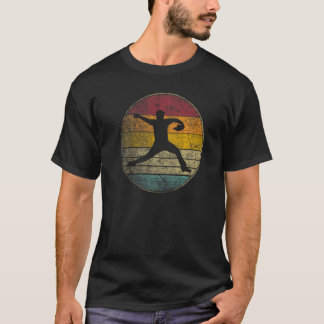 Camiseta Arremessador de beisebol luvas bola retro 70s 80s