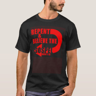 Camiseta Arrependa-se & Acredite no Evangelho Fé Cristã de