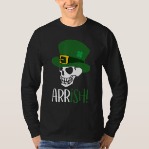 Camiseta Arrish Pirate Skeleton Funny Dia de São Patrício H