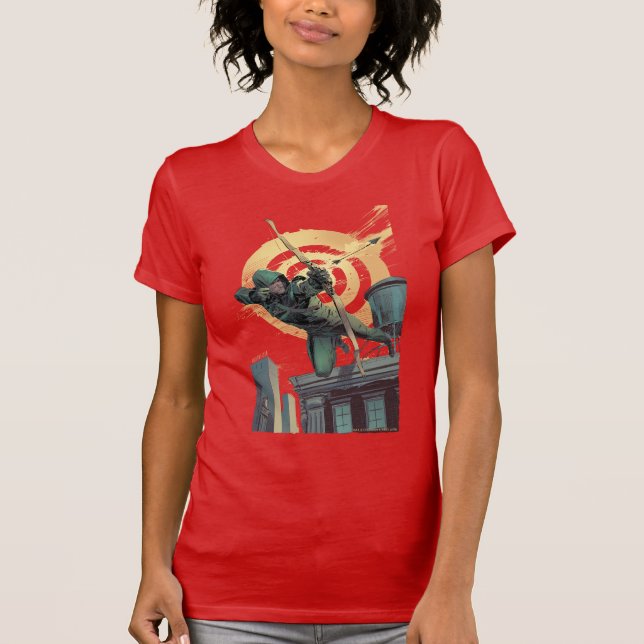Camiseta Arrow | Green Arrow Fires From Rooftop (Frente)