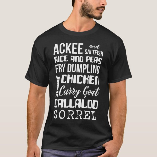 Camiseta Arroz De Ackee De Saltfish E Ervilha De Erva (Frente)