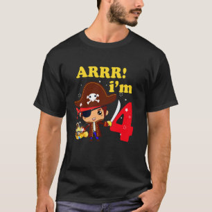 Camiseta Arrr, tenho 4 anos, 4 anos, 4 anos, salão de pirat