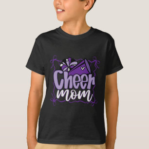 Camiseta Arrufos Roxos Pom Poms Laço Mãe Cheer Mama Cheerl