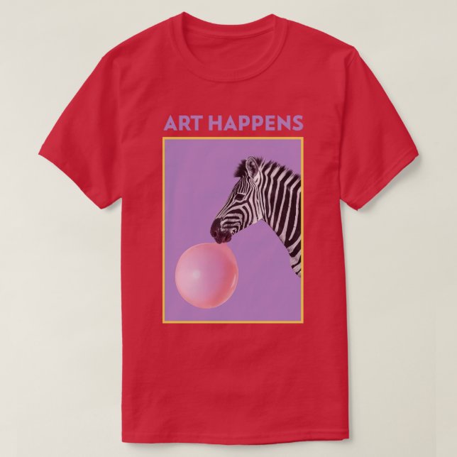 Camiseta Art Acontece Art Zebra Bubble Gum (Frente do Design)