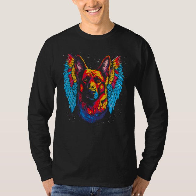 Camiseta Art Angel Wings German Shepherd Dog (Frente)