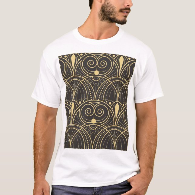 Camiseta Art Deco Azulejos Geométricos Luxo. (Frente)