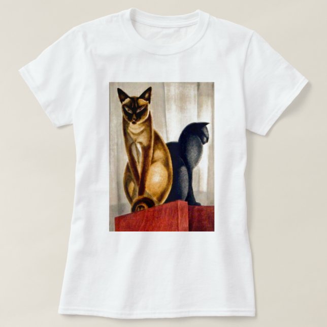 Camiseta Art Deco Cats (Frente do Design)