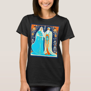 Camiseta Art Deco Ded Moroz e Snow Maiden