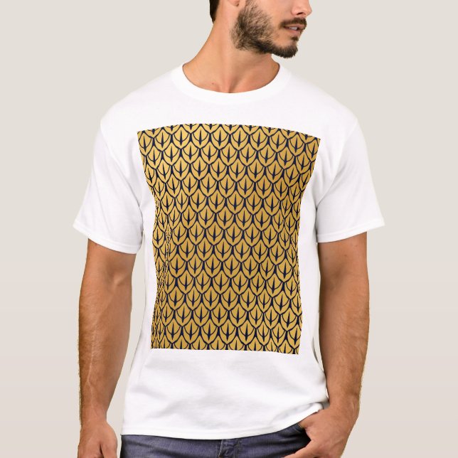 Camiseta Art Deco Dragon Scales - Blue and Gold Scales (Frente)