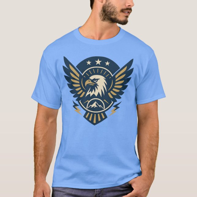 Camiseta Art-Deco Eagle Emblem - Crest Geométrico (Frente)