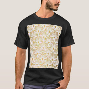 Camiseta Art Deco: Elegância Dourada-Branca.