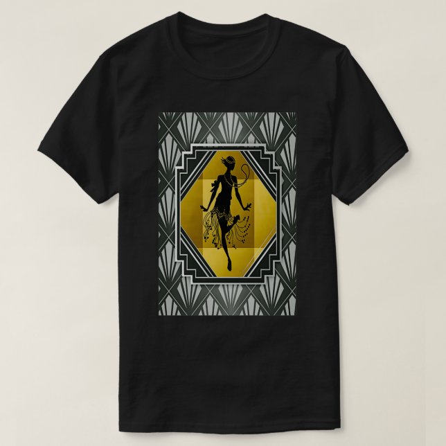 Camiseta Art Deco Flapper Roaring 20s Gatsby Style Impressã (Frente do Design)