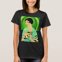Art Deco Lady with a Fan Green