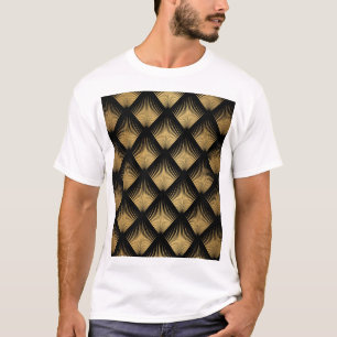 Camiseta Art Deco, padrão de ouro negro.