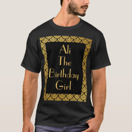 Camiseta Art Deco Scalid Scals - Aniversário Preto e Dourad