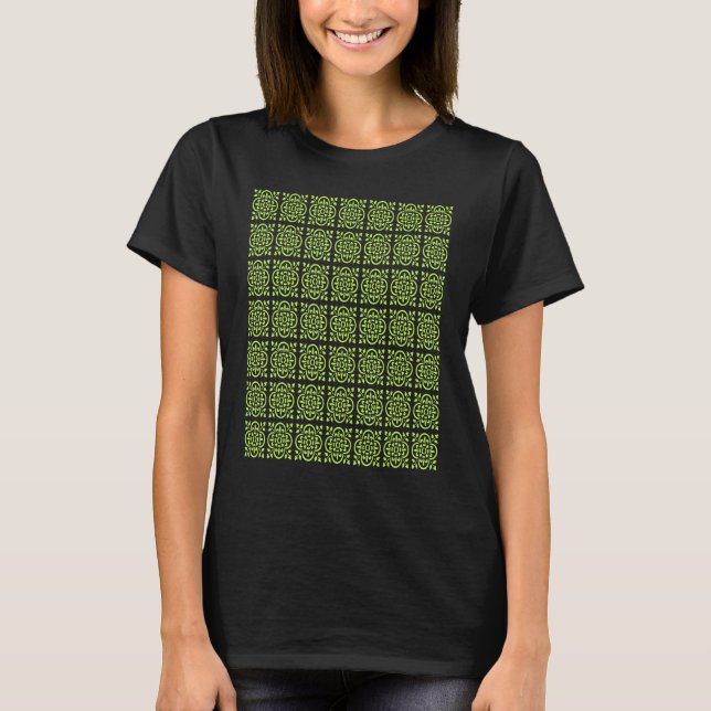 Camiseta Art Deco Style Repeat Pattern Lime Green (Frente)